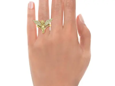 Praying Angel  Diamond Ring Own design 3dmodel 3D print model
