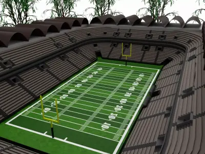 American football stadium Low-poly 3D model 8