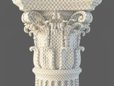 Column with flutes and chapiter of the Corinthian order 3D model