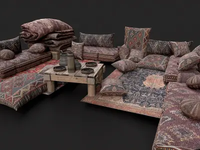 Old Traditional Eastern Nomads Tent 1 Low Poly PBR  Low-poly 3D model