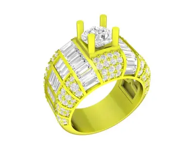 6964 Luxury Baguette Diamond Men Ring 3D print model