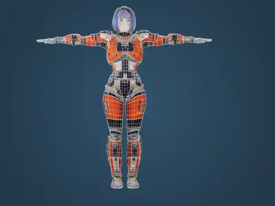 Sci-Fi Girl Low-poly  Low-poly 3D model