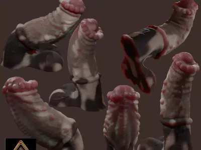 Minotaur Penis Rigged Lowpoly and Highpoly Low-poly 3D model