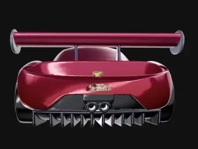 Stylized Red Sports Car with Spoiler 3D model