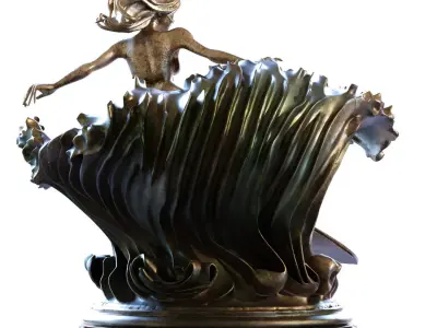 women on wave sculpture set 781 Low-poly 3D model