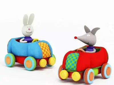 Colorful Children s Stuffed Toy Car 3D model