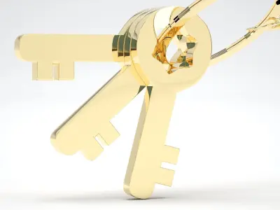 Golden Keychain with Keys 3D model