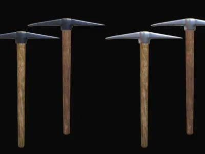 Free Tools Pack Axe Shovel Pickaxe Free low-poly 3D model