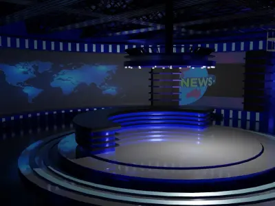 TV Studio News Low-poly 3D model