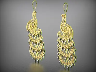 Earrings Peacock 3D print model