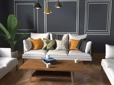 Interior design scene 3D model small room  3D model