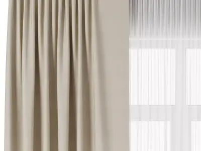 Curtain with gray stripes 64 Low-poly 3D model