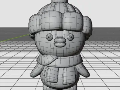 Penguin with scarf and hat Low-poly 3D model