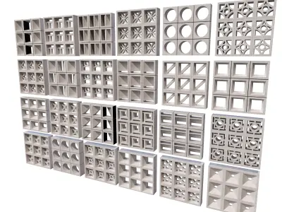 Brick Roster partitions wall 04 Low-poly 3D model