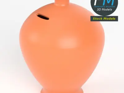 Terracotta piggy bank money box 3D model