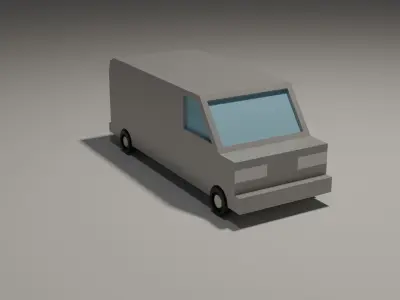 Low poly Grey-pink car VAN 2 Version Low-poly 3D model