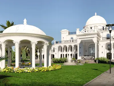 Grand Estate with Domed Roof 3D Model 3D model