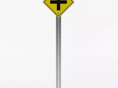 Four-Way Intersection Sign 3D model