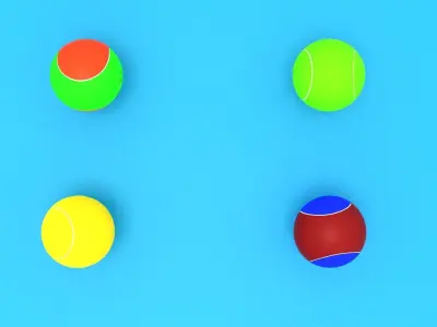 Tennis Racket and Balls Low-poly 3D model