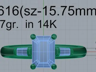 Emerald Diamond Ring 4616 3D print model