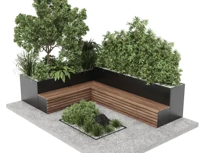 Landscape Furniture with Pergola and Roof garden 3D model