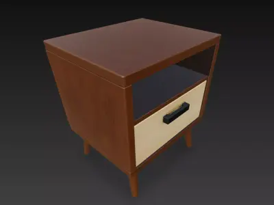 Wooden Bedside Table Low-poly 3D model