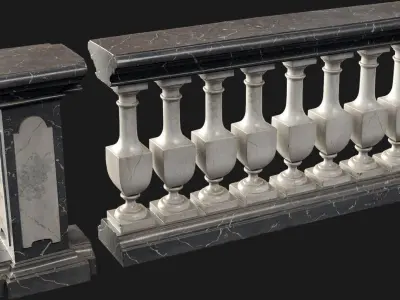 Marble Railing Low-poly 3D model