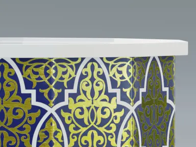 Vintage Moroccan large table 03 3D model