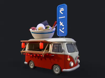 Food Trucks  Asian Edition Low-poly 3D model