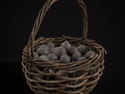 Basket of Onions Low-poly 3D model
