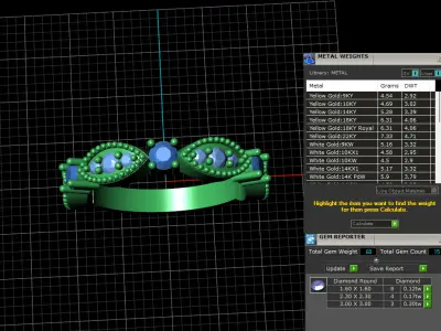 Marquise Style Ring with Round Beads and Stones 3D print model