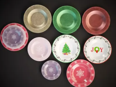 Christmas Plates Low-poly 3D model