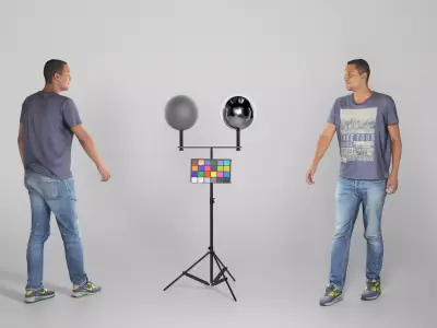 Young African American man walking 228 Low-poly 3D model