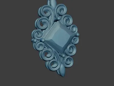 Faux Antique Scroll Gemstone Slide Pendant 3d Model Stl File 3D print model