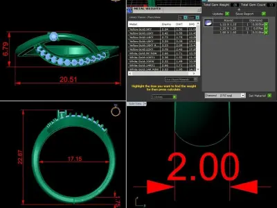 Jewelry Diamond Ring 3D Print Model  3D print model 8