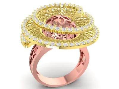 Luxury Multi Halo Cluster Ring 3D Model for Jewelry Design 3497 3D print model