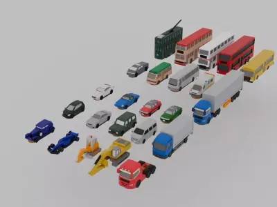 Hong Kong Vehicle Pack  Low-poly 3D model