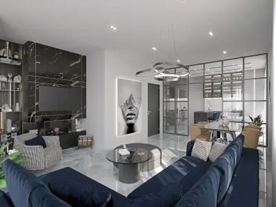 Apartment Interior - Living-Dining-Kitchen 3D model