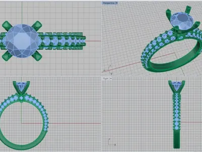 Diamonds ring 3D print model 3D print model