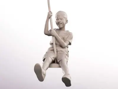 Joey 14480 - Mediterranean Boy Riding A Cable Car On Playground Low-poly 3D model