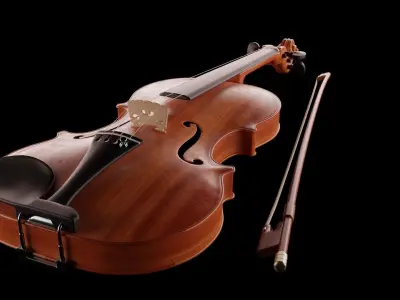 Violin music instrument Low-poly 3D model