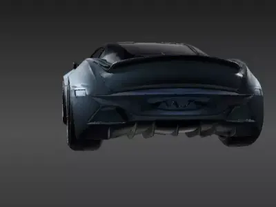 Futuristic Electric Concept Car 3D Print Model Original Design Low-poly 3D model