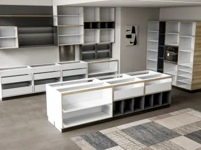 Kitchen fully parametric Resizable manufacturable 0074 3D model