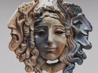 Georgian Theater Mask Sculpture 3D model