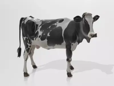 White Black Cow 3D Printable Model STL OBJ 3D print model