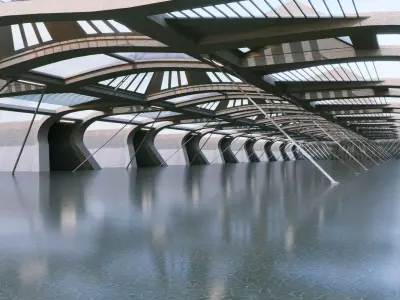 Concrete Corridor Scene - Architectural Background - V1U10 3D model