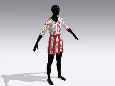 Female Cloth Dress Low-poly 3D model