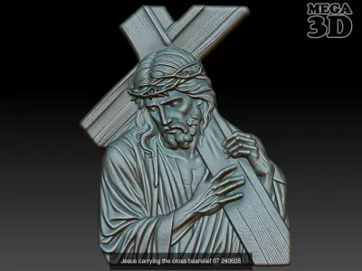 Jesus carrying the cross basrelief Pack 240608 3D Model Collection