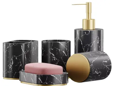 5 Piece Bathroom Counter Top Accessory Set 3D model