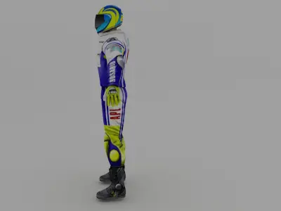 Snowmobilbiker motorcyclist in racing suit 3D model